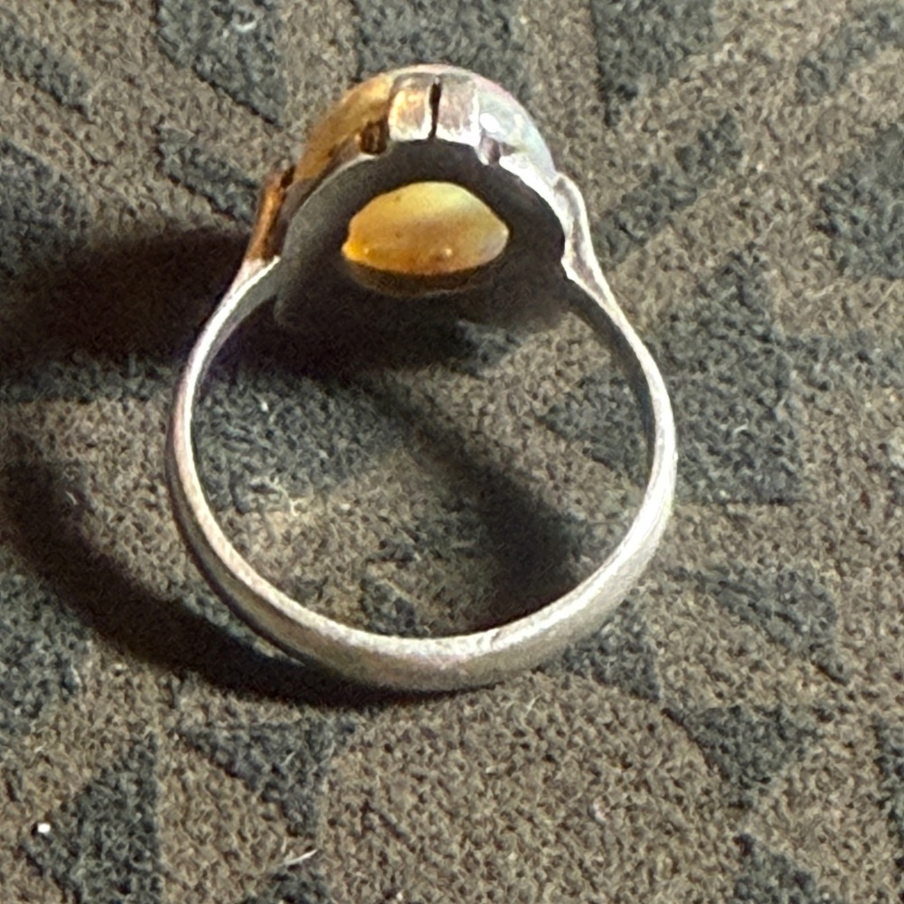 VINTAGE STERLING SILVER OPAL RING 6.5 - Picture 4 of 9